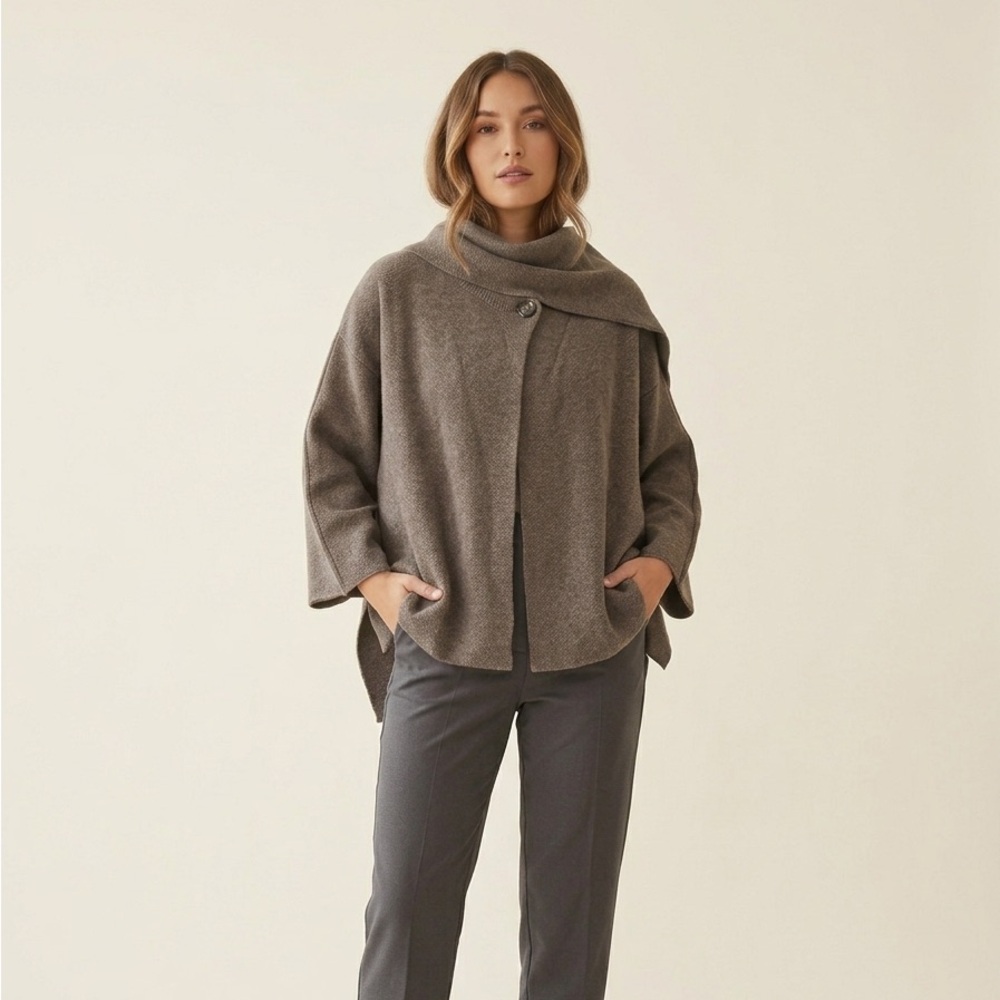Cozy Shawl-Collar Knit Cardigan in size medium